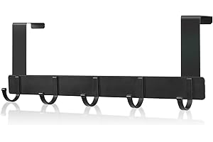 AUXHCYL Türhaken zum Einhängen, Türhaken mit 5 Haken, Türgarderobe zum Einhängen, Kleidung, Tasche, Bademantel, platzsparend für Badezimmer, Schlafzimmer, Kleiderschrank (schwarz)