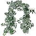 Produktbild 5,9"Blended Faux Silberdollar Eukalyptus und Willow Vines Zweige Blätter Garland String Hochzeit Arch Swag Hintergrund Garland Türen Grün Garland Tischläufer Garland Indoor Outdoor (grün) (Grün)