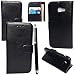 Produktbild Samsung Galaxy A5 2017, Luxuriöse Ledertasche Flip Cover + Stylus (Plain Black Book)
