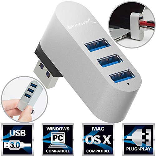 Sabrent USB HUB Premium 3-Port-Aluminium-Mini-USB-3.0 drehbaren Hub [90°/180° Grad drehbar] (HB-R3MC)