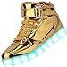 Produktbild Padgene Unisex Damen-/Herren Sneaker mit Beleuchtung, hoch geschnitten, über USB aufladbar, LED-Lichter, 7 Farben, Sneaker mit Beleuchtung, Turnschuhe Schuhe Sportkleidung Laufschuhe Schuhe für Paare, gold - gold - Größe: 43
