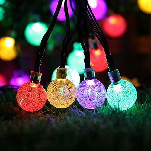 QederTEK LED Solar Lichterkette 6 Meter 30er LED Solar Lichterkette Garten Globe Außen, Solar Beleuchtung Kugel für Party, Weihnachten, Außen, Hausdekoration, Fest Deko usw (Mehrfarbig) - 4