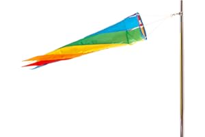 PHENO FLAGS Regenbogen Windsack, 95 cm - Bunte Gartendeko für Draußen - Windfahne für den Fahenmast, Windspiele & Windsäcke