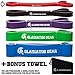 Produktbild Fitnessbänder mit Handtuch, E-Guide, für Crossfit / Stretching / Kraftdreikampf, 5 Widerstände, robust und strapazierfähig, Red for 15 to 35 Pounds of Resistance, 104.1cm band length
