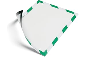 Durable 4945131 Info Frame Duraframe Magnetic Security (A4, marco magnético para superficies metálicas) 5 piezas, verde/blanco