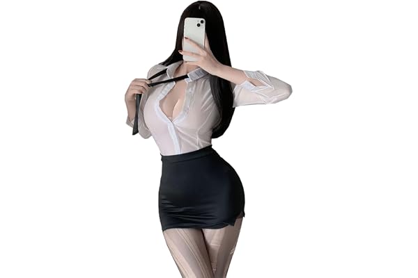 CHILIRIA Sexig sekreterardräkt cosplay underkläder transparent skjorta kjol sjuksköterskeklubb uniform halloween