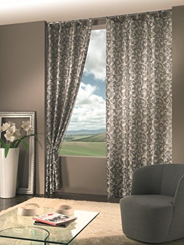 Home Collection MON135 Tenda Monaco Jacquard, Poliestere, Tortora, 140x290 cm