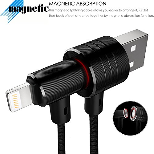 Magnetische Lightning Kabel & #-; vimvip 2 in 1 [90 Grad abgewinkelter] iPhone 7 Lightning & Micro-USB Ladegerät Leinen geflochten Datenübertragung Magnetische Ladekabel Laden Kabel – Kompatibel mit iPhone 7 Plus/6 S/6 und Android-Telefone - 2