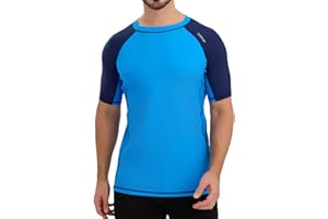 SURFEASY Men's Short Sleeve Rash Vest Swim Shirt, UPF 50+ Sun Protection Quick Dry Rashguard