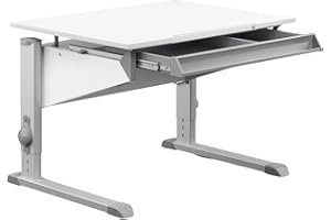 ‎MOLL Moll Sprinter CP Kinderschreibtisch höhenverstellbar | mitwachsend, ergonomisch & neigbar für aufrechtes Sitzen | ideal für Schulkinder | Schreibtisch weiß optional mit Schublade | Made in Germany