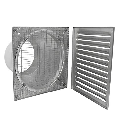 Aussenluftgitter ALGRES 150 Edelstahl 210 x 210 mit Stutzen für Rohr DIN Ø 150 mm - 4