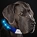 Produktbild Hunde Leuchthalsband LED Blinkhalsband Leuchtendes Halsbänder, JuzPetz Wiederaufladbare LED Hunde Sicherheits Halsband Hundehalsband Leuchtender Nacht Hundeband Reflektierende, blinkende sichtbare Kragen [Wasserbeständigkeit | 3 leuchtende Modi | Schnelle Freigabe Wölbungs] Einstellbare Hellem Halsband für Haustier mit USB Ladekabel - Groß [39-60 cm] - Blau