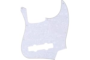Musiclily Pro 5 Corde 10 Fori Contemporaneo Battipenna J basso Pickguard per Fender Jazz Bass Messicano, 4 strati White Pearl