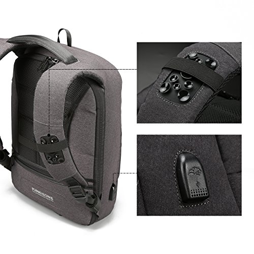 Fresion Anti-diebstahl Laptop Rucksack mit USB Ladeanschluss Wasserdicht Business Taschen Rucks  cke f  r Herren Damen Arbeit Reisen Schule bis zu 15 