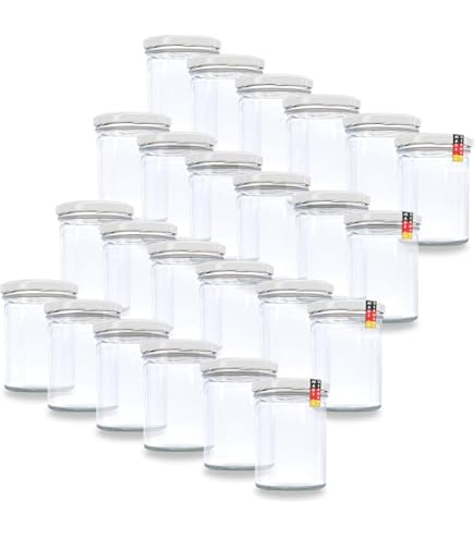 Lot De 50 Bocaux En Verre 435 Ml Avec Couvercles TO 82 – Pour Confitures, Conserves, Fermentation, + Livret Recettes