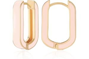 MESOVOR 18K Gold Plated Enamel Color Hoop Earrings, U-Shaped Small Lightweight Huggie Earrings Gifts for Women Girls