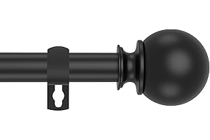 WIDYANA Black Curtain Poles for Eyelet Curtains,70-190cm Curtain Rod with Round Finial Heavy Duty Decorative Windows Drapery Rods