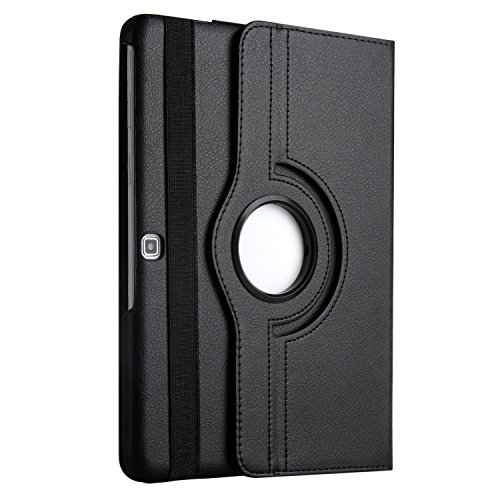IDACA 360° Ledertasche Flip Hülle für Samsung Galaxy Tab 4 10.1 SM-T530/SM-T531/SM-T525 Schwarz Tasche mit Automatisches Schlaf Wach up Funktion - 2