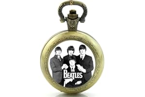 Products Just4U Gift Boxed The Beatles 60s Themed Quartz Pocket/Necklace Watch - Free Spare Battery