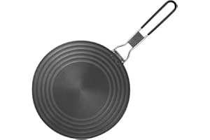 AUTUUCKEE Diffuseur de chaleur, plateau de décongélation en aluminium avec poignée pliable, diffuseur de chaleur pour cuisinière à gaz, économie d'énergie, Noir, Taille unique