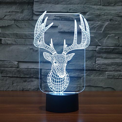 Illusion 3D Light - Toproad LED Night Light 3D Table/Desk Lamp Bedroom Deco Light Art Sculpture Changeable Unique Light(Animal) (Reindeer)