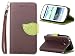Produktbild S3 Mini Tasche,Galaxy S3 Mini Hülle,Kakashop Samsung Galaxy S3 Mini Schlank Vollkörper Einzigartige Blatt Art Taste Design Schalenkoffer Flip Buchstil Weichen Silikon Magnetverschluß mit Standfunktion Kartenfächer PU Leder Wallet Case Schutzhülle Klapptasche Etui Schutzhülle Handyhülle(Braun)