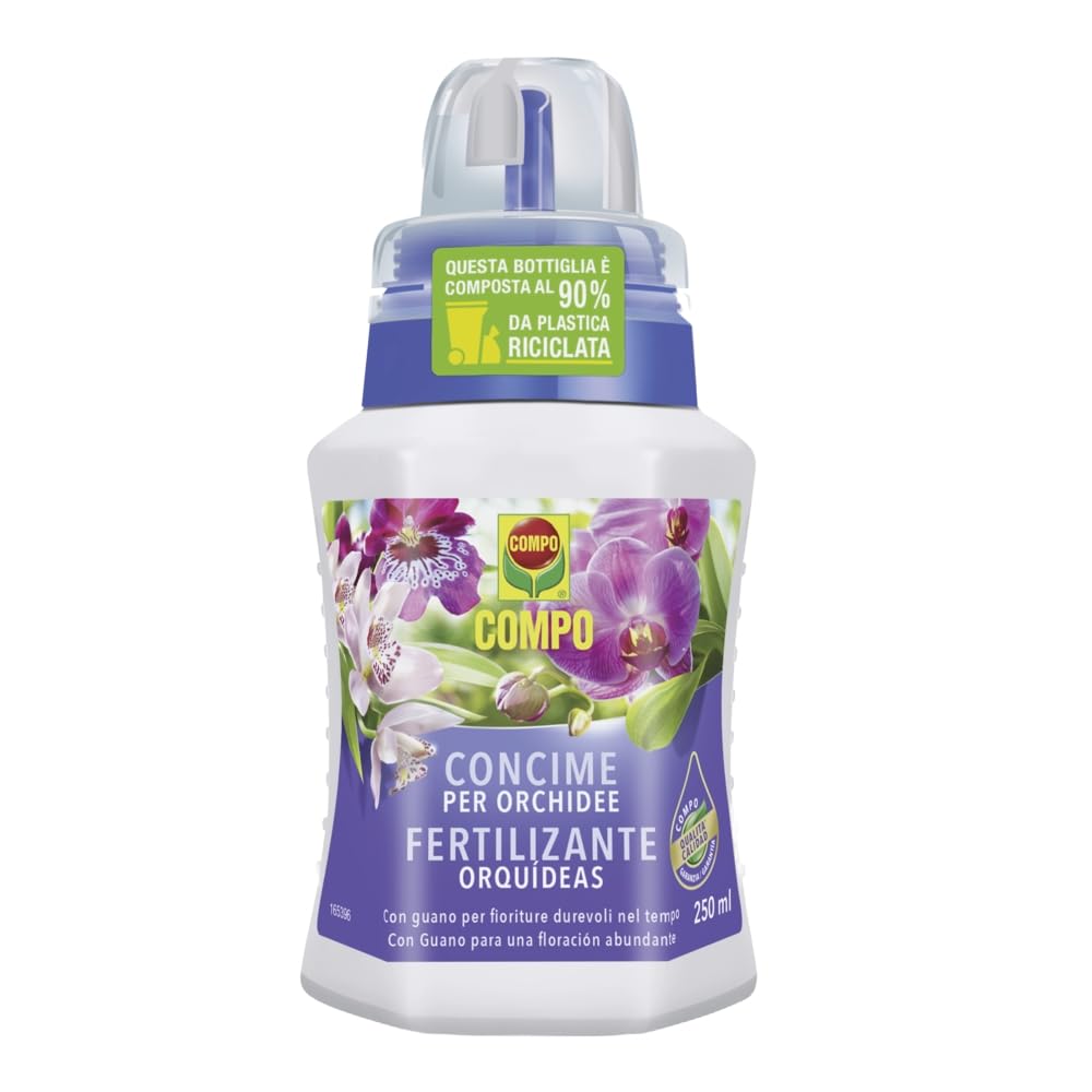 COMPO Concime Liquido Per Orchidee, Con Guano, 250ml | Concime organo-minerale con guano per orchidee: nutre le radici e favorisce fioriture prolungate e colori intensi