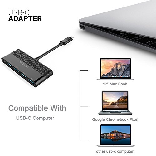 Mokin USB 3.1 usb-c zu 4 Ports USB 3.0 HUB mit Power Lade Port Adapter für USB C Port New MacBook, MacBook Pro 2015/2016/2017, Google Chromebook Pixel, und mehr Schwarz - 5