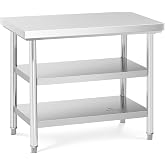 Royal Catering Stainless Steel Table for Hospitality RCWT-100X60-3L-E (Load Capacity: 500 kg, Surface 100 x 60 cm, 3 Levels,