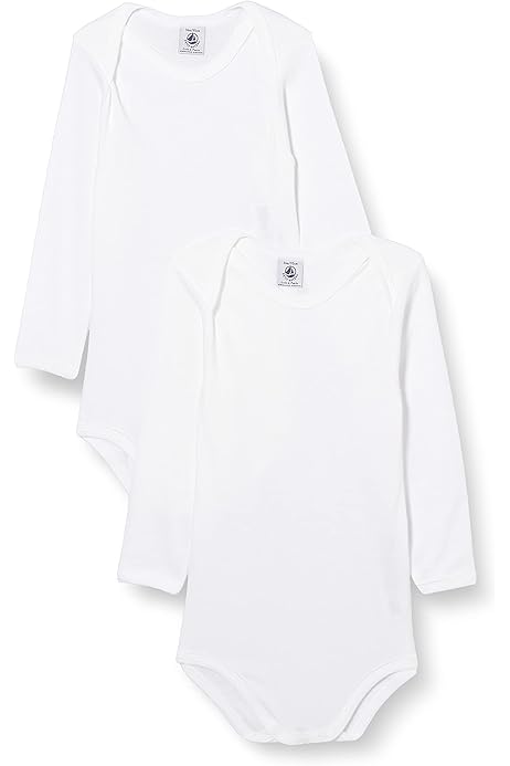 Body Manica Lunga Petit Bateau Per Neonata - Pacco Da 3, Cotone Morbido, Made In France