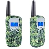 Coolzon Talkie Walkie Enfants, Takie-Walkie Talky Walky Longue Portee Toki Walki Takiwalki avec Lampe Torche VOX 8 Canaux Écran LCD, 1 Paire, Vert Camouflage