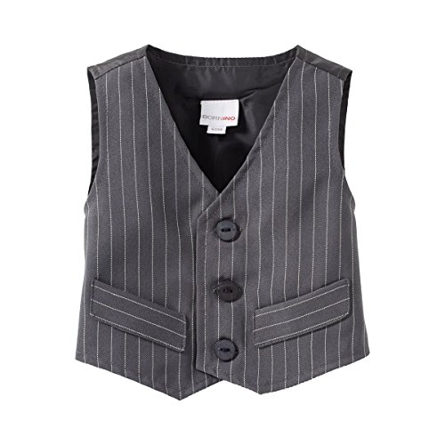 BORNINO FESTLICHE MODE 4-tlg. Set Anzug mit Weste, Hemd, Hose und Krawatte grau 62/ - 5