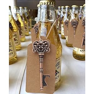 AYTAI Pack de 50 regalos para bodas, diseño de llave Skeleton con función abrebotellas, con tarjeta, para decoración (corona: 7,6 cm)