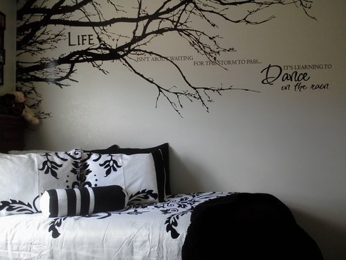 Wandaufkleber Baum Top Niederlassung Hause Vinyl Wandtattoo Aufkleber Wall Art sticker 100 "(w) * 44" (h)(schwarz)