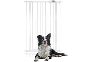 Safetots Barrière Extra Haute pour Chien et Chiot, Hauteur de 104cm, Installation Facile par Pression, 87,9cm - 95,5cm, Couleur Blanc