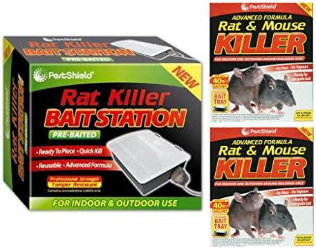 Complete Home Rodent Control Kit - Pre-baited Rat Station &amp; 2x Rat and Mouse Bait Trays For Amateur Use