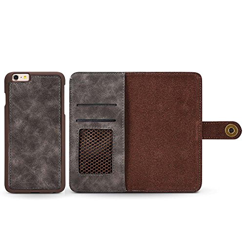iPhone SE 5 5S H  lle  Dfly  2 in 1   Abnehmbare Wallet Folio   Retro Premium PU Leder aus   u  erem und offenem Haar Echtes Leder von Innerem  Handyh