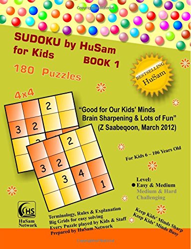 Sudoku by HuSam for Kids BOOK 1 ( 180 Puzzles , 4x4 )