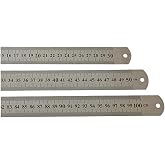 Tuhafiyecimiz &Ccedil;elik Cetvel Seti, D&uuml;z Metal Cetvel 3 ADET (30-50-100 cm) Metalik