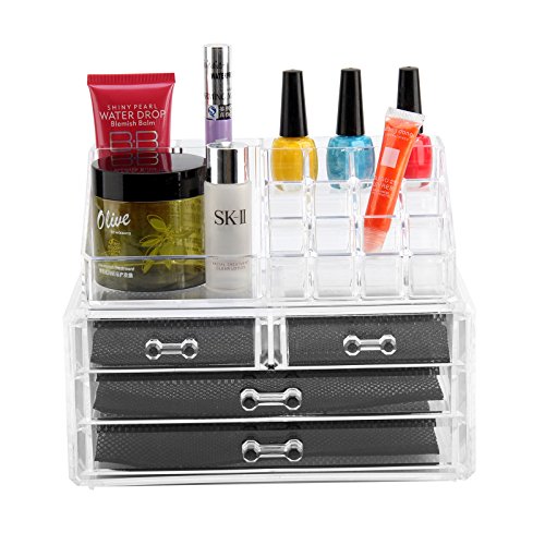 MultiWare Make Up Box Transparent Cosmetic Organizer Acrylic 4 Drawer Style B