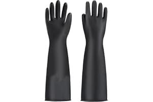 MIN-XL Heavy Duty Latex Gloves, Chemical Resistant Gloves,Safety Work Cleaning Protective Waterproof Industrial Rubber Gloves, Resist Strong Acid, Alkali and Oil (45CM,Thicker)