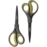 LIVINGO 2 Pack Titanium Non Stick Scissors 8 Inch Professional Comfort Grip Multipurpose Straight Scissors for Crafts Tape Pa