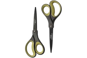 LIVINGO Lot de 2 paires de ciseaux antiadhésifs en titane de 20,3 cm, professionnels en acier inoxydable avec prise en main confortable, tout usage, ciseaux droits pour ruban adhésif, papier, carton