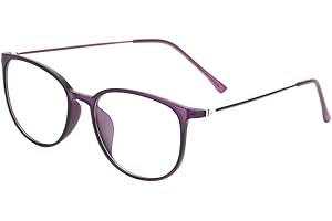 LONTG Retro Brille ohne stärke Student Slim-Brille Damen Herren Nerdbrille mit Klarer Linse Leichte Brillenfassung Modische Runde Dekobrille Streberbrille Unisex Lesebrille für Computer PC mit Brillenetui