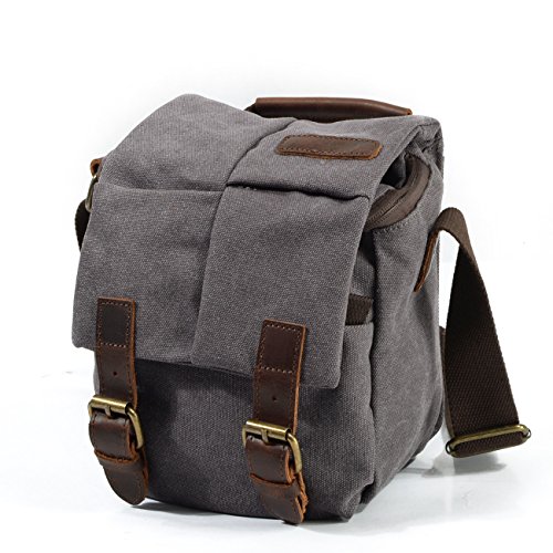 Preisvergleich Produktbild HKANG® Kamera Umhängetasche Canvas Umhängetasche Unisex Wasserdicht Diebstahlsicherung Feuchtigkeitsfest Crossbody Reiserucksack Spiegelreflexkamera 1 Objektiv,Chrome