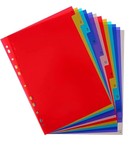 Office Essentials Table Dividers - 8.5x11" 1-10 Tab, Black/White, 6 Pack