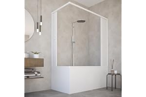 HDCASA Box sopravasca 70x170 cm modello Anja doppia anta a soffietto con apertura angolare pannelli semitrasparenti profili di colore bianco