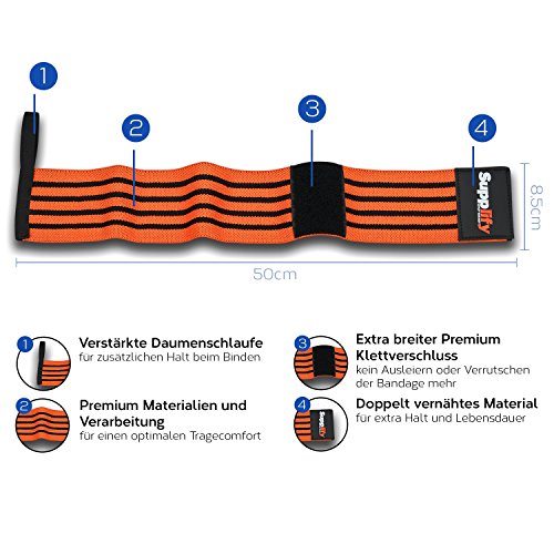 HANDGELENKBANDAGEN FITNESS KRAFTSPORT BODYBUILDING – 2er Set 50cm X 8,5cm Wrist Wraps Zughilfen Für Herren & Damen Von Supplify – Langlebige, Breite Stütze Für Maximale Stabilität Beim Krafttraining - 5