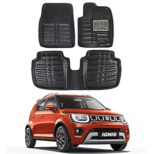 DS ENTERPRISE Thermoplastic 4D Car Foot Mat , Compatible for Maruti Suzuki Ignis All Models - Black ( Pack of 3 )