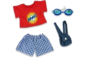 Build Your Bears Wardrobe Teddy Bear Clothing, Costume da Bagno con Pantaloncini e Occhiali, Taglia orsi da 38 a 40 cm